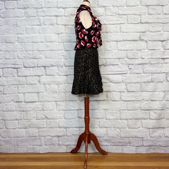 Soaked in Luxury Devin Black & Metallic Gold Striped Faux Wrap Mini Skirt - Picture 7 of 9